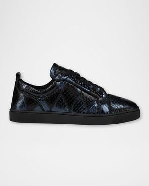 Christian Louboutin Apos;S Louis Junior Watersnake Leather Patchwork Sneakers - Black