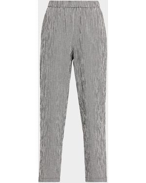 Eileen Fisher Tapered Organic Cotton Check Ankle Pants - Gray