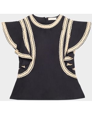 Ulla Johnson Anora Flutter-Sleeve Blouse - Blue