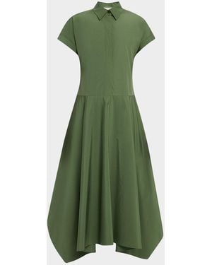 Lafayette 148 New York Organic Cotton Poplin Midi Shirtdress - Green