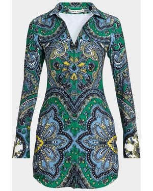 Alice + Olivia Freya Fitted Mini Shirtdress - Blue