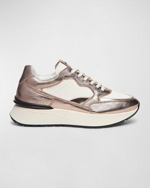 Nero Giardini Mixed Leather Retro Fashion Sneakers - Gray