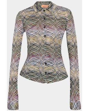 Missoni Zigzag Button-Front Shirt - Gray