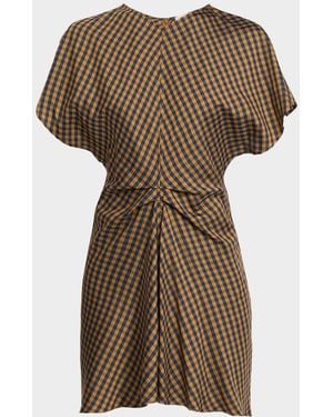 A.L.C. Leni Draped Check Mini Dress - Natural