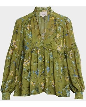 Cinq À Sept Windswept Floral Blouse - Green