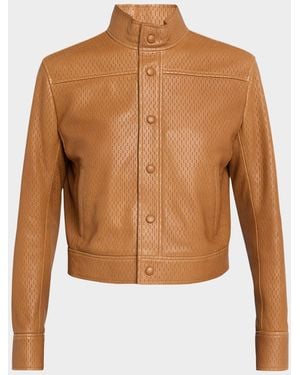 FRAME The Leather Trucker Jacket - Brown