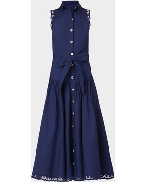 Shoshanna Bradley Lace-Trim Midi Shirtdress - Blue