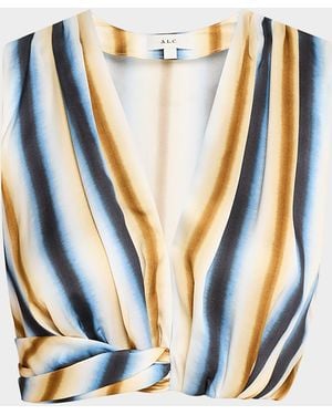 A.L.C. Brooklyn Twist-Hem Crop Top - Blue