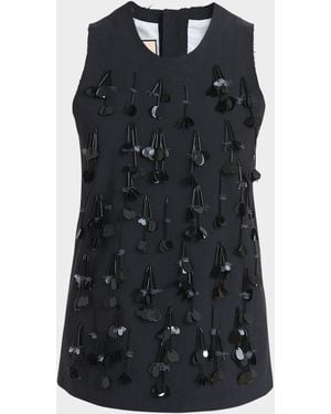 Plan C Sequined Tank Top - Black