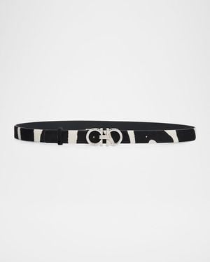 Ferragamo Donna Pony Hair Double Gancini Belt - Multicolor