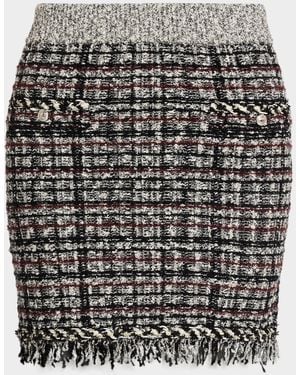 MILLY Dove Tweed Fringe Mini Skirt - Black