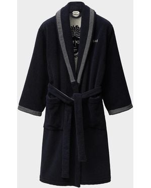 Versace Apos;S Medusa Jacquard Terry Bathrobe - Black