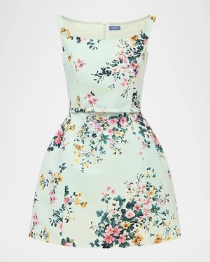 LEO LIN Lyra Floral Fit-&-Flare Mini Dress - Green