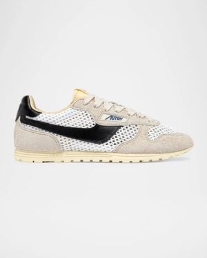 Autry Windspin Mesh And Suede Low-Top Sneakers - Natural