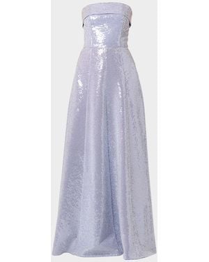 Shoshanna Bennett Strapless Striped Sequin Gown - Purple