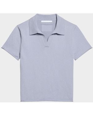 Helmut Lang Short-Sleeve Shrunken Polo Shirt - Blue