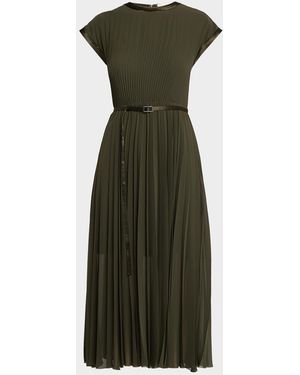 Jason Wu Belted Pleated Chiffon Midi Dress - Green