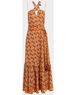 Figue Nylah Floral Halter Maxi Dress - Brown