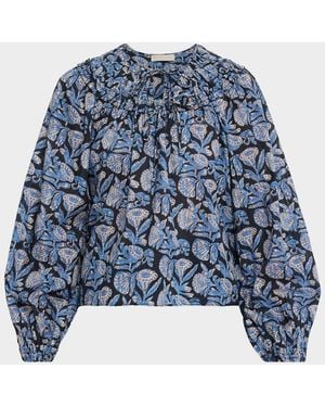 Ulla Johnson Florelle Printed Long-Sleeve Blouse - Blue