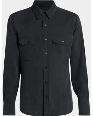 Tom Ford Apos;S Silk Twill Flap Pocket Button-Down Shirt - Black