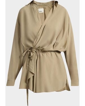 Isabel Marant Keren Oversized Wrap Shirt - Natural