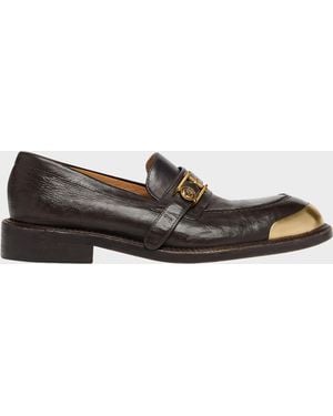 Versace Apos;S Medusa Buckle Calf Leather Loafers - Multicolor