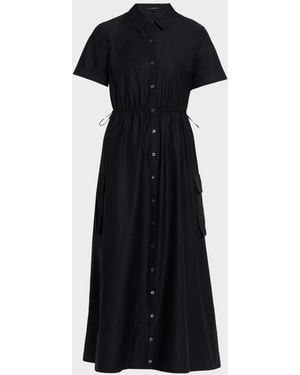 Toccin Maxine Short-Sleeve Midi Shirtdress - Black