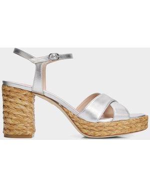 Stuart Weitzman 80Mm Dayna Metallic Leather Platform Sandals