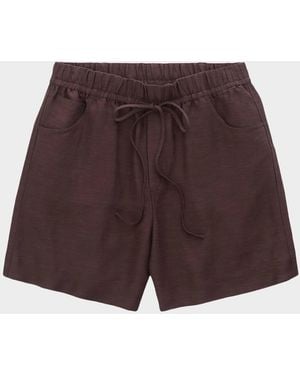 AG Jeans Linen-Blend Drawstring Shorts - Purple