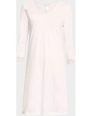Hanro Moments Lace-Trim Cotton Nightgown - White