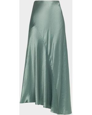 Vince Paneled Bias-Cut Satin Skirt - Green