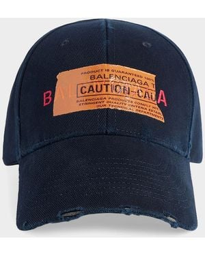 Balenciaga Logo Cotton Baseball Cap - Blue
