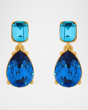 Oscar de la Renta Crystal Drop Earrings - Blue