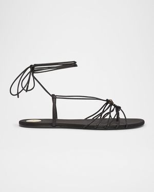Saint Laurent Babylone Strappy Ysl Ankle-Tie Sandals - Metallic