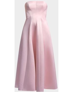 BCBGMAXAZRIA Lilly Strapless Fit-&-Flare Satin Midi Dress - Pink