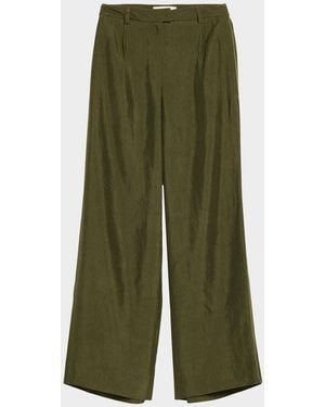 Jason Wu Crinkled Satin Straight-Leg Pants - Green