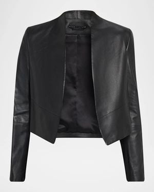 Alice + Olivia New Harvey Leather Open-Front Jacket - Black