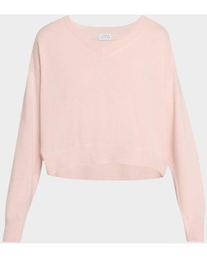 Tanya Taylor Audrey V-Neck Cashmere Sweater - Pink