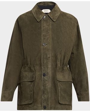 Arma Maeve Drawstring Lambskin Suede Jacket - Green