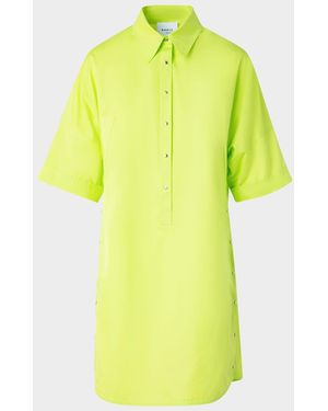 Akris Punto Snap-Slits Short-Sleeve Mini Shirtdress - Yellow