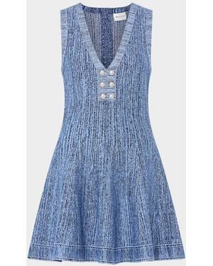 MILLY Shelby Sleeveless Fit-&-Flare Mini Dress - Blue
