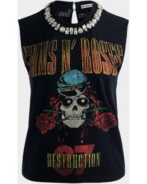 Alice + Olivia X Guns N & Apos; Roses Micah Embellished Muscle Tank - Black
