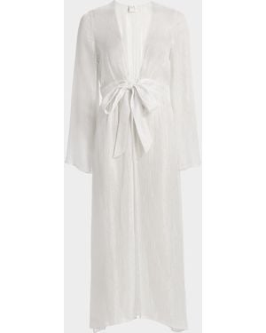 MILLY Vince Pinstriped Cover-Up Robe - White