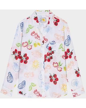 Rails X Giadzy Charli Antipasti Long-Sleeve Linen Shirt - White