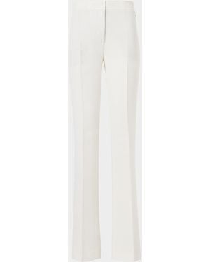Akris Carl Linen-Wool Straight-Leg Pants - White