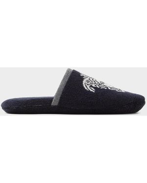 Versace Jacquard Medusa Terry Cotton Bath Slippers - Blue
