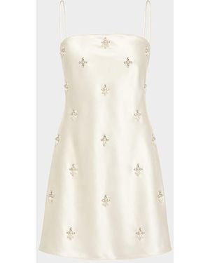 retroféte Dotty Embellished Satin Mini Dress - Natural