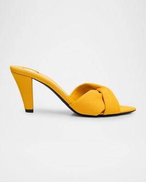 Saint Laurent 75Mm Franciane Satin Mule Sandals - Yellow
