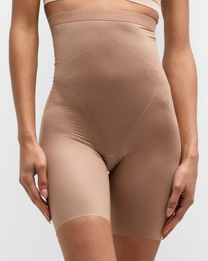 Spanx Shape Invisible Open-Bust Mid-Thigh Bodysuit - Brown