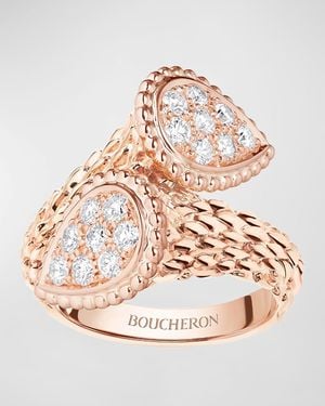 Boucheron Serpent Boheme 18K Diamond Bypass Ring, Size 53 - Natural